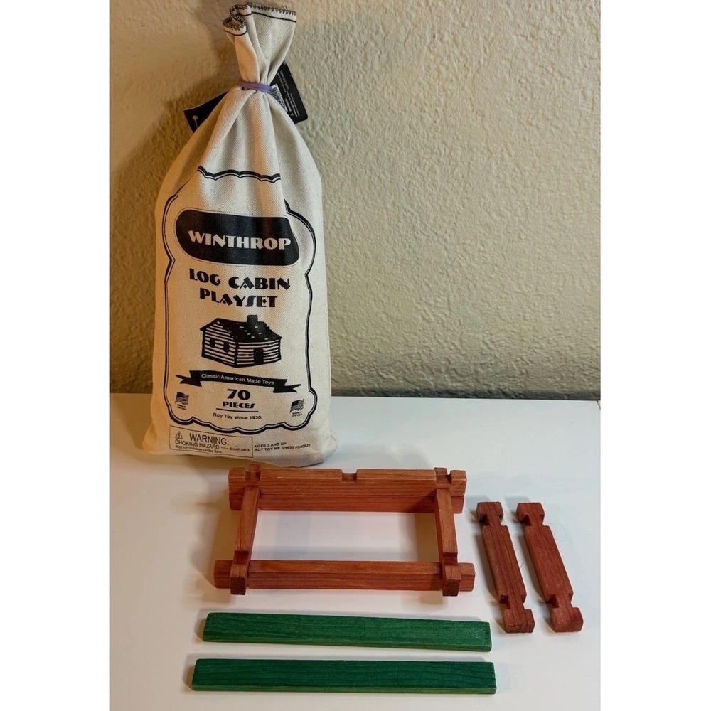 The Homeplace Log Cabin Playset Roy Toy 70 pcs canvas carry bag
